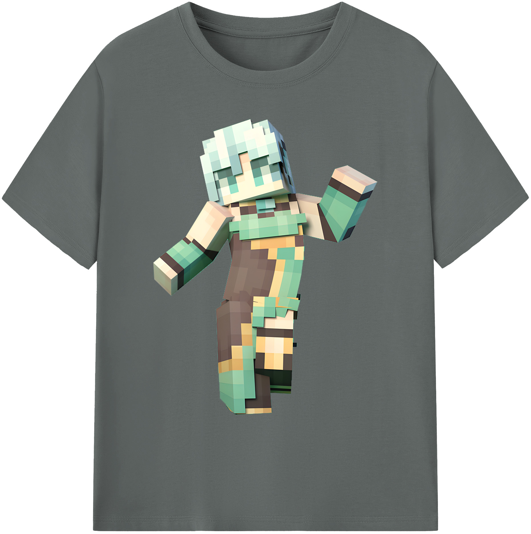（画像用） マインクラフト ブロックの世界 Minecraft MC Block world 綿100％ メンズ半袖Tシャツ｜肌触りやわらか＆通気性